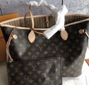 路易威登lv Neverfull中号手袋经典老花购物袋