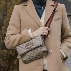 时尚GG Supreme帆布腰包，经典复古邮差包