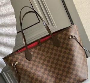 Neverfull中号手袋lv购物袋棋盘格图案肩背肘挎随心切换