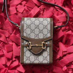 高档包哪里买便宜又好看新款1955马衔扣老花手机包棕色单肩斜挎包