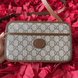 天津白沟高档包有没有,经典复古双G帆布棕色男士相机斜挎邮差包