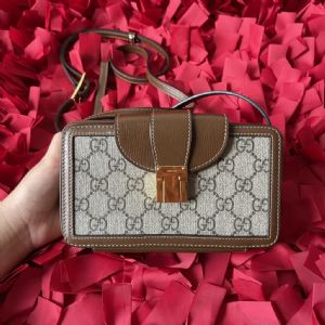 莆田包包高品质厂家直销,男女同款棕色复古搭扣迷你盒子包单肩斜挎包