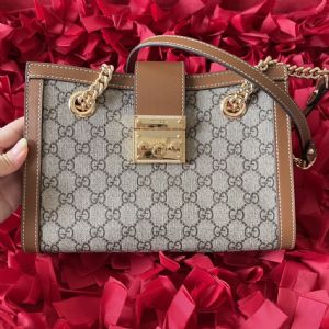 高档托特包哪里买Padlock拼皮锁扣购物袋链条包单肩手提包小号