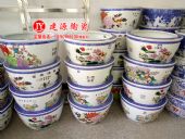 景德镇陶瓷小缸 青花瓷水浅金鱼乌龟缸睡莲水仙花摆件缸 放茶叶缸