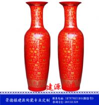 中国红1.4米陶瓷大花瓶 景德镇大花瓶厂家