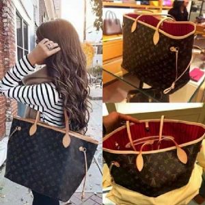 Neverfull中号手袋经典老花购物袋，时尚潮流不过时包款