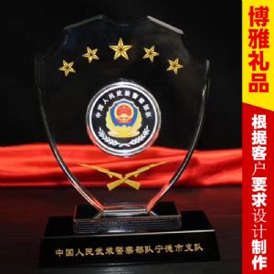 水晶镶嵌银币 镀金纪念章 退役纪念品 水晶工艺品摆件