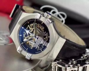 新款男士机械表定制玛莎拉蒂手表镂空表微商货源一件代发